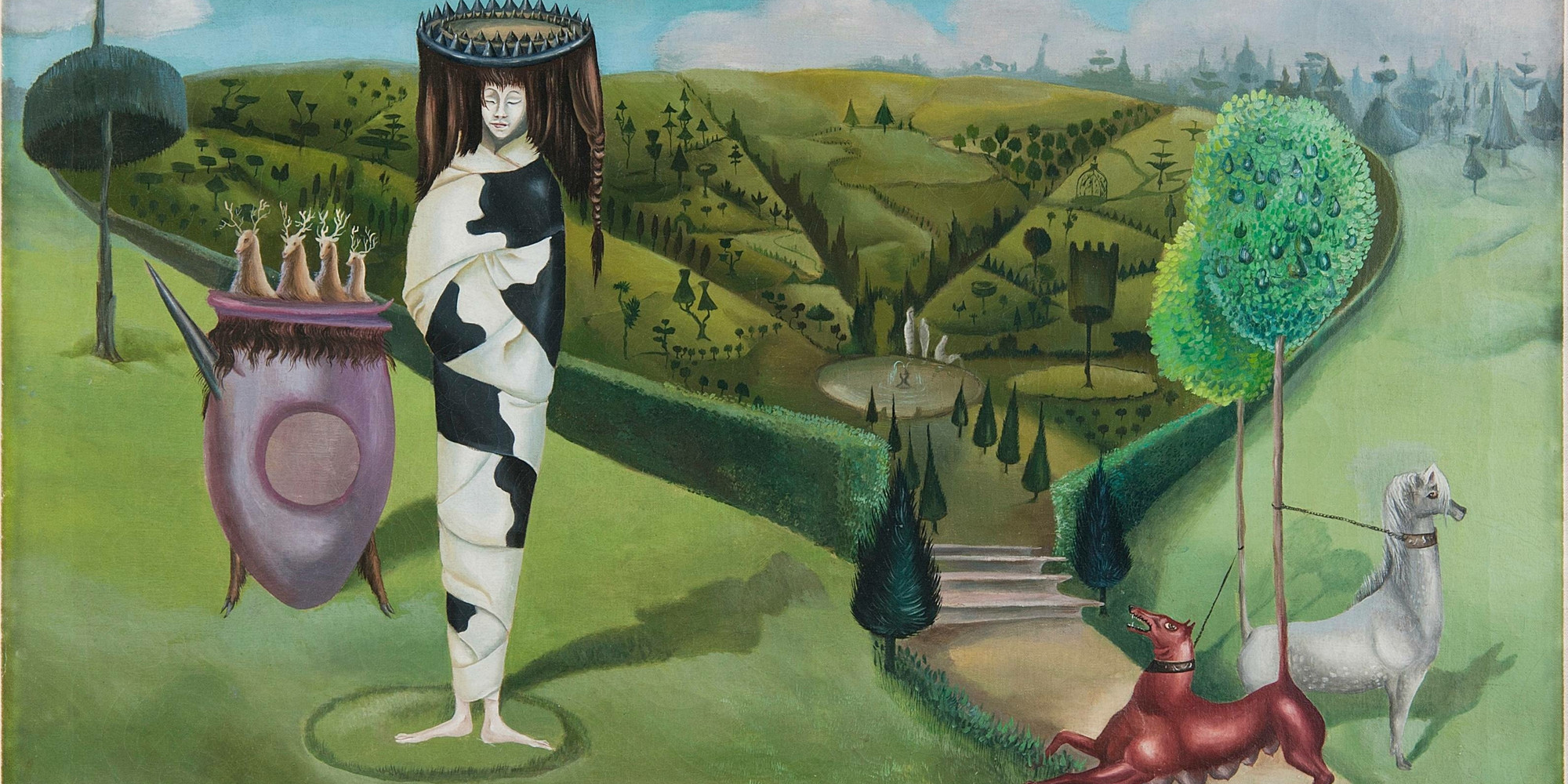 Leonora Carrington. Green Tea. 1942. Oil on canvas, 24 × 30" (61 × 76.2 cm). Purchase. © 2020 Leonora Carrington/Artists Rights Society (ARS), New York