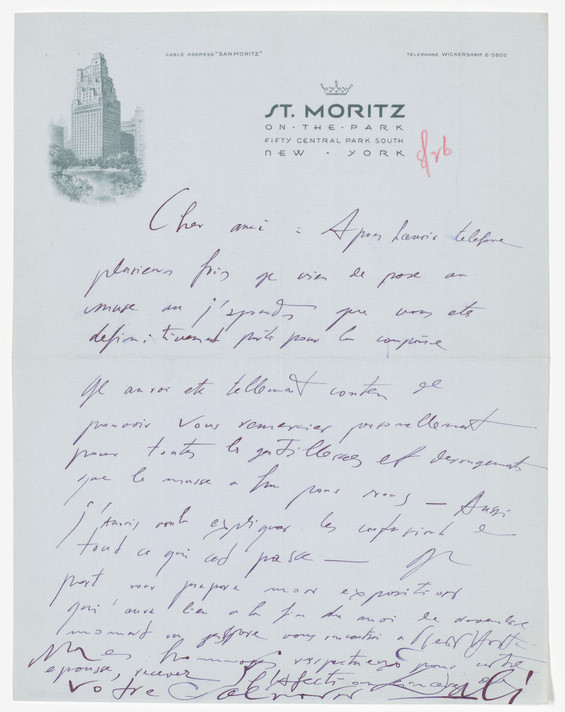 Letter from Salvador DalÍ to Alfred H. Barr Jr. thanking him for his assistance, received August 26, 1940