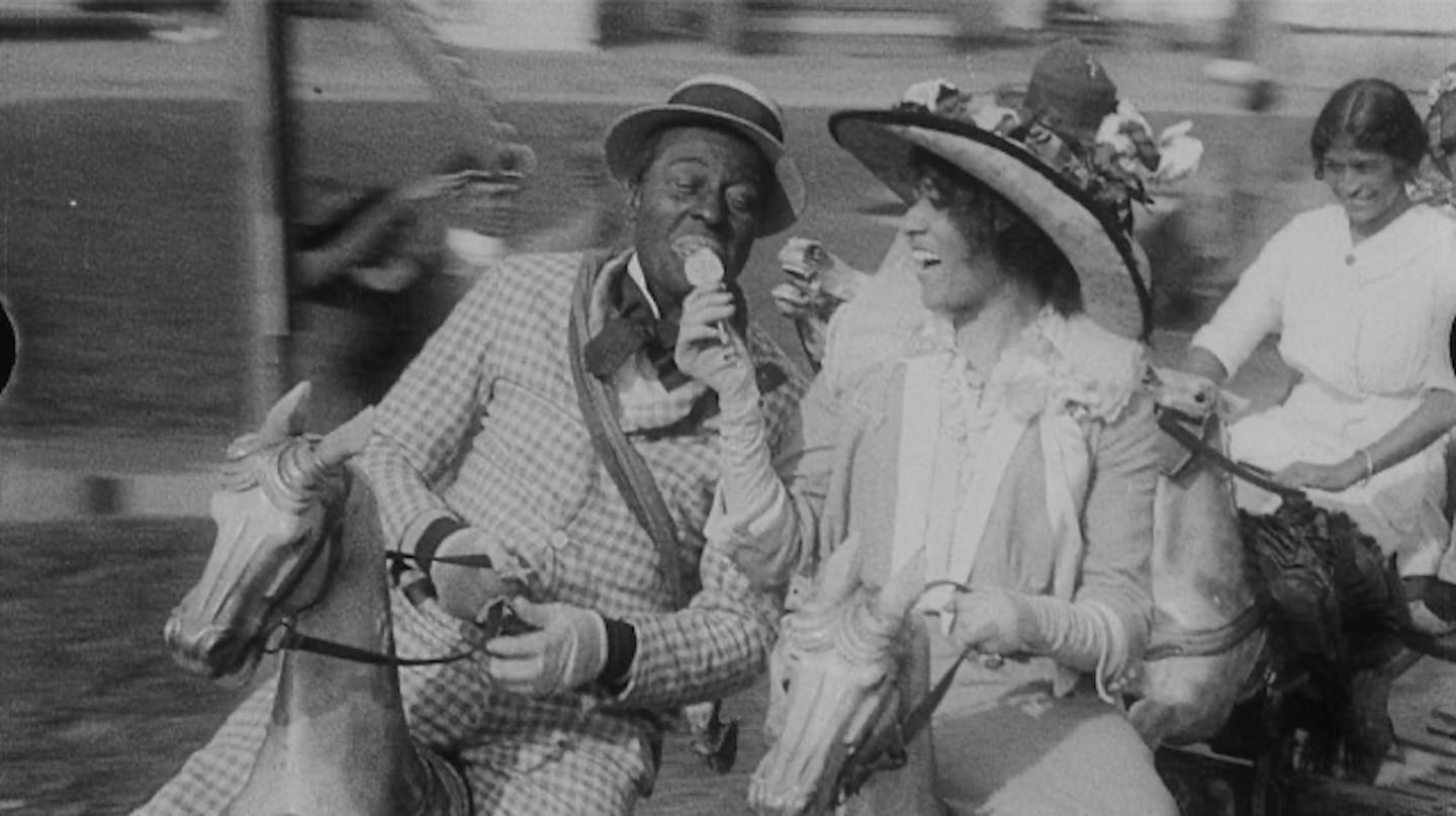 *Lime Kiln Club Field Day* excerpted in Garrett Bradley. *America.* 2019. Multi-channel video installation; 35mm film transferred to video (black and white, sound). 23:55 min. Courtesy the artist