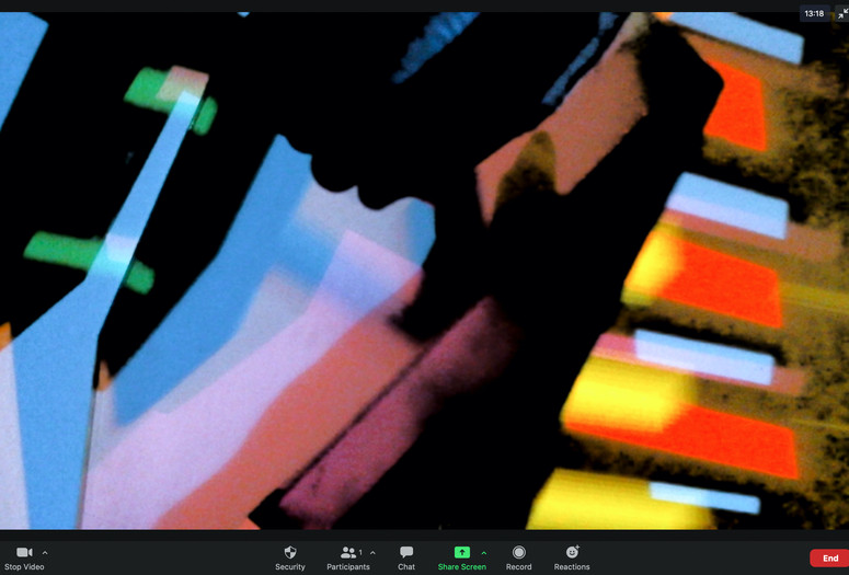 Lindsay Packer, performance still from light work. Zoom screenshot. 2020. Courtesy the artist