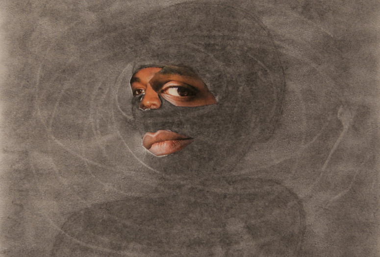 Tameca Cole. Locked in a Dark Calm. 2016. Collage and graphite on paper, 8 1/2 × 11″. Collection Ellen Driscoll