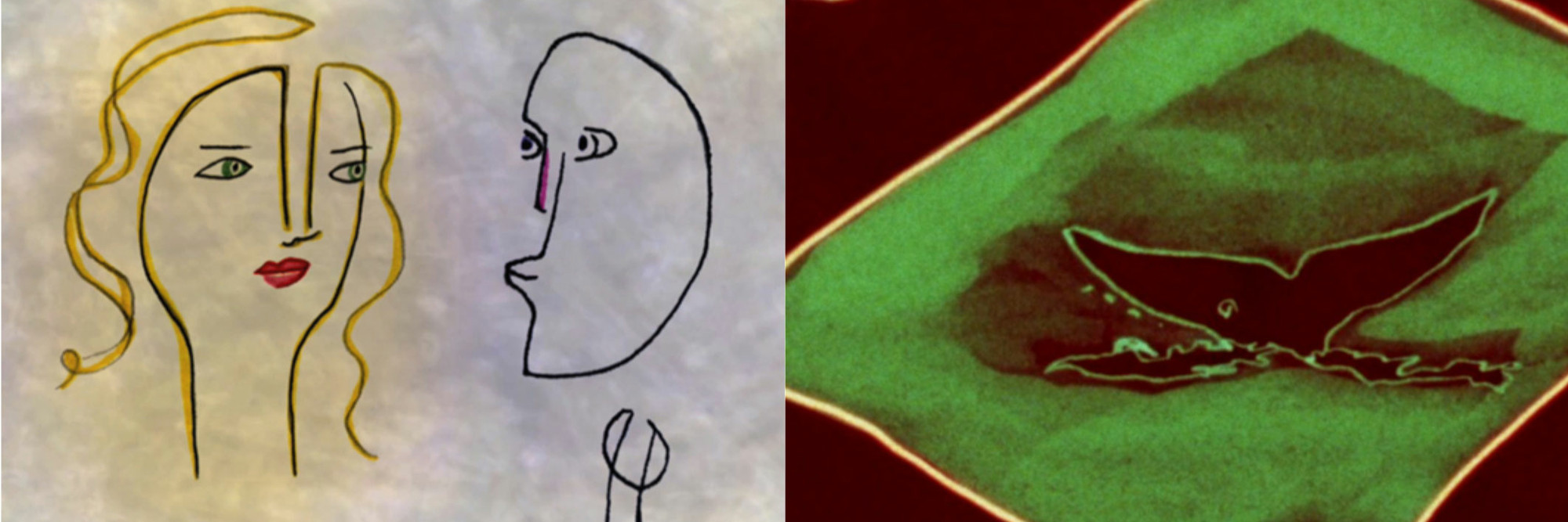 From left: and/or. 2012. USA. Directed by Emily Hubley; Whale Songs. 1979. USA. Directed by Mary Beams
