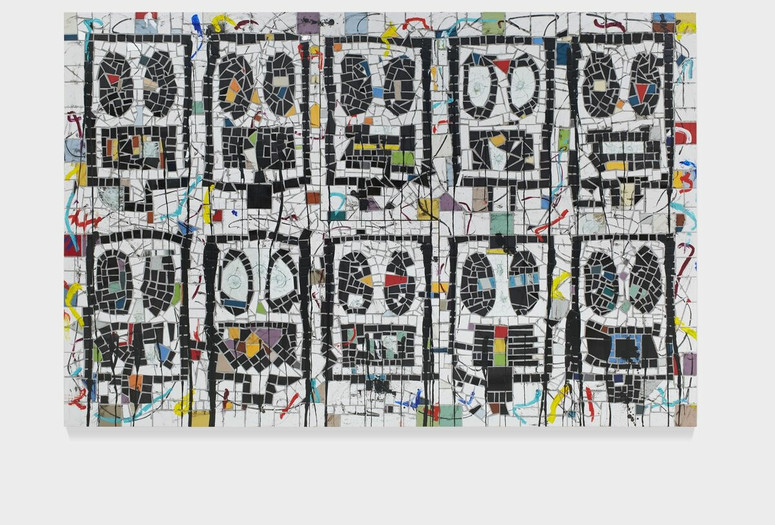 Rashid Johnson. Untitled Broken Men. 2018. Ceramic tile, mirror tile, spray enamel, oil stick, black soap, wax. © Rashid Johnson