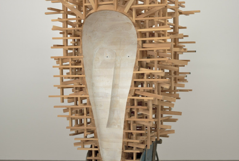 Martin Puryear. C.F.A.O. 2006–07. Painted and unpainted pine and found wheelbarrow. Gift of Sid Bass, Leon D. Black, Donald L. Bryant, Jr., Kathy and Richard S. Fuld, Jr., Agnes Gund, Mimi Haas, Marie-Josée and Henry R. Kravis, Jo Carole and Ronald S. Lauder, Donald B. Marron and Jerry Speyer on behalf of the Committee on Painting and Sculpture in honor of John Elderfield