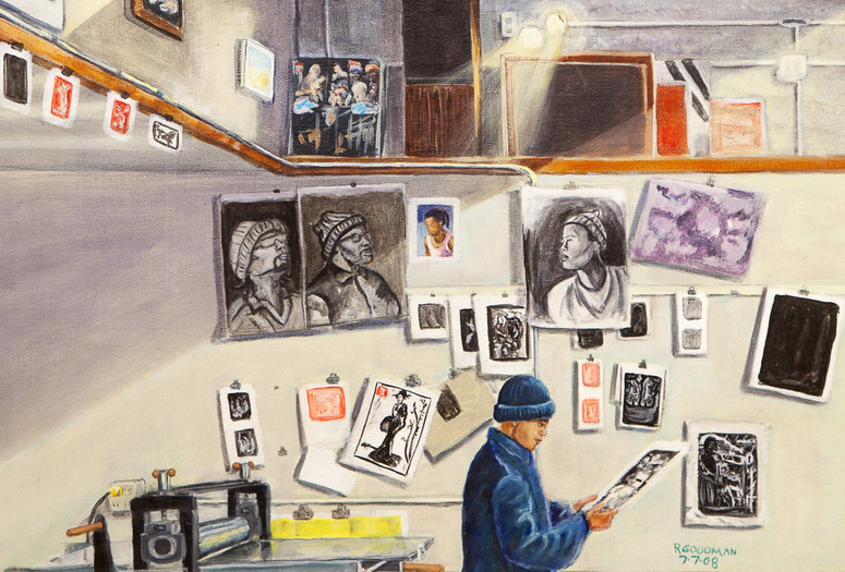 Ronnie Goodman. San Quentin Arts in Corrections Art Studio (detail). 2008. Collection of Prison Arts Project, William James Association.