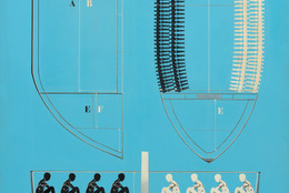 Malcolm Bailey. Hold, Separate but Equal. 1969. Acrylic, presstype, watercolor, and enamel on board, 7&#39; x 48&#34; (213.2 x 121.9 cm). Gift of Barbara Jakobson and John R. Jakobson. Photo: Jonathan Muzikar