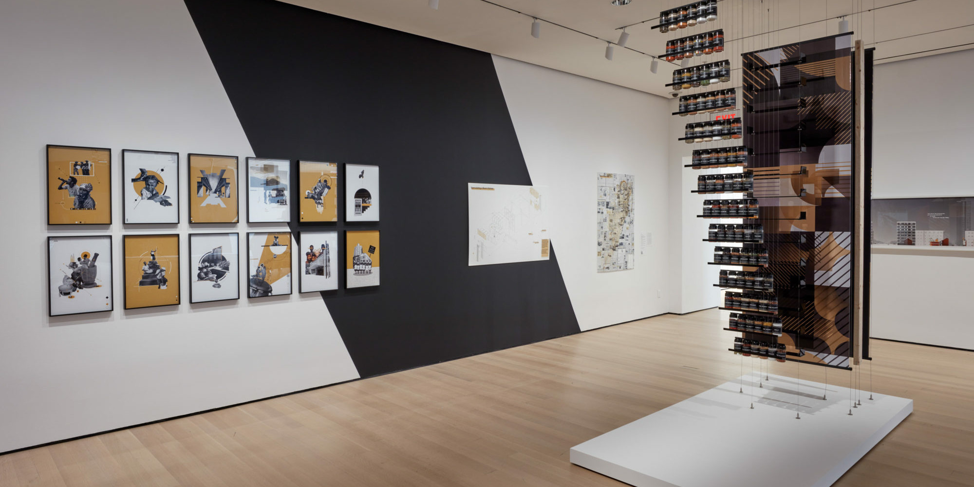 Installation view of Germane Barnes’s work in Reconstructions: Architecture and Blackness in America, The Museum of Modern Art, New York, February 27–May 31, 2021