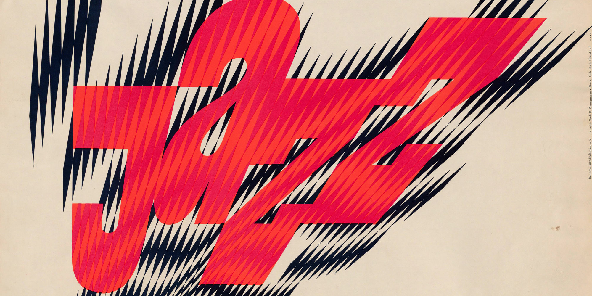 Wolf Zimmerman. Jazz 5 (Poster for the 5th German Amateur Jazz Festival held in Dusseldorf, Germany). 1959. Offset lithograph, 23 × 33" (58.4 × 83.8 cm). Printer: Hub. Hoch, Düsseldorf. Gift of the artist