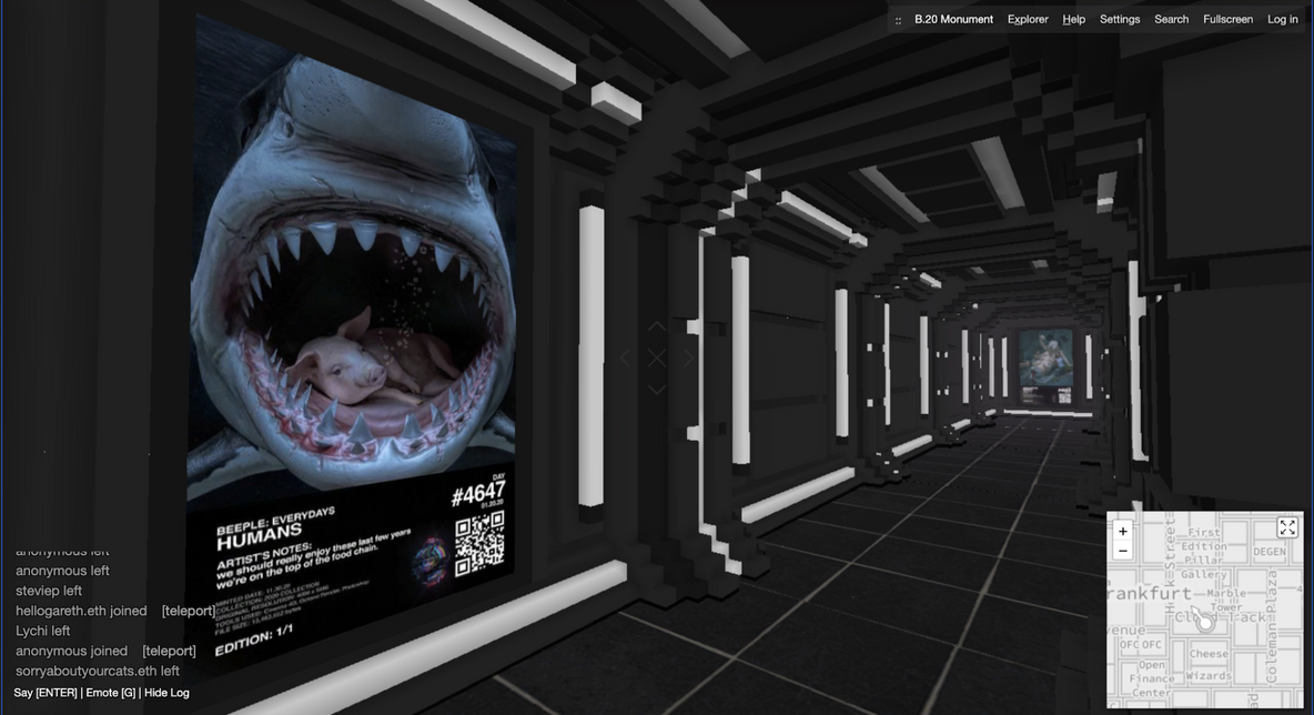 Screenshot of the B.20 Museum in CryptoVoxels, April 24, 2021