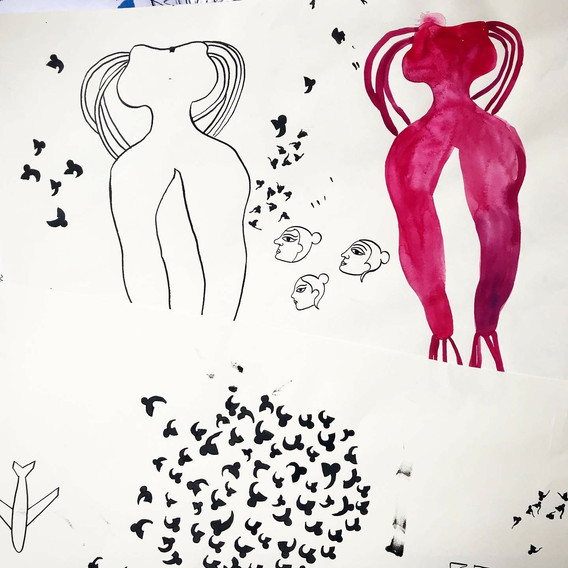 Preparatory sketch for Roots and Wings by Hanna Barczyk