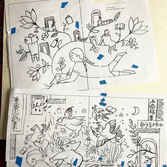 Preparatory sketch for Roots and Wings by Hanna Barczyk