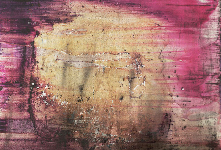 Tsuruko Yamazaki. Work. 1957. Aniline dye on tin, 28 7/8 × 32 1/2" (73.3 × 82.6 cm). Gift of Marlene Hess and James D. Zirin, Committee on Painting and Sculpture funds, and bequest of the Joan G. Toepfer Trust. © Tsuruko Yamazaki