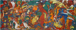 Malangatana Valente Ngwenya. Cry for Freedom. 1973. Oil on hardboard, 48 × 120 3/16&#34; (121.9 × 305.3 cm). Gift of Glenn and Eva Dubin