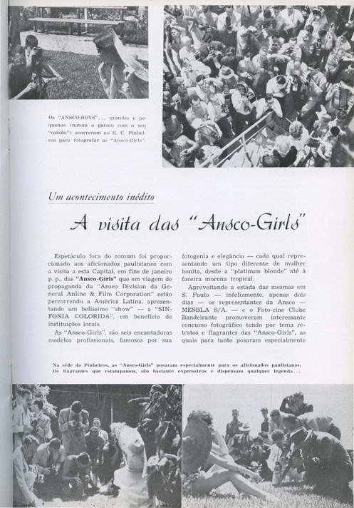 “Visit from the Ansco girls” (“A visita das ‘Ansco-Girls’”), from Boletim 79 (November/December 1952)