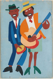 Jacob Lawrence. Blind Singer. c. 1940. Screenprint with tempera additions, composition and sheet: 17 1/2 x 11 1/2&#34; (44.5 x 29.2 cm). Riva Castleman Endowment Fund and The Friends of Education of The Museum of Modern Art