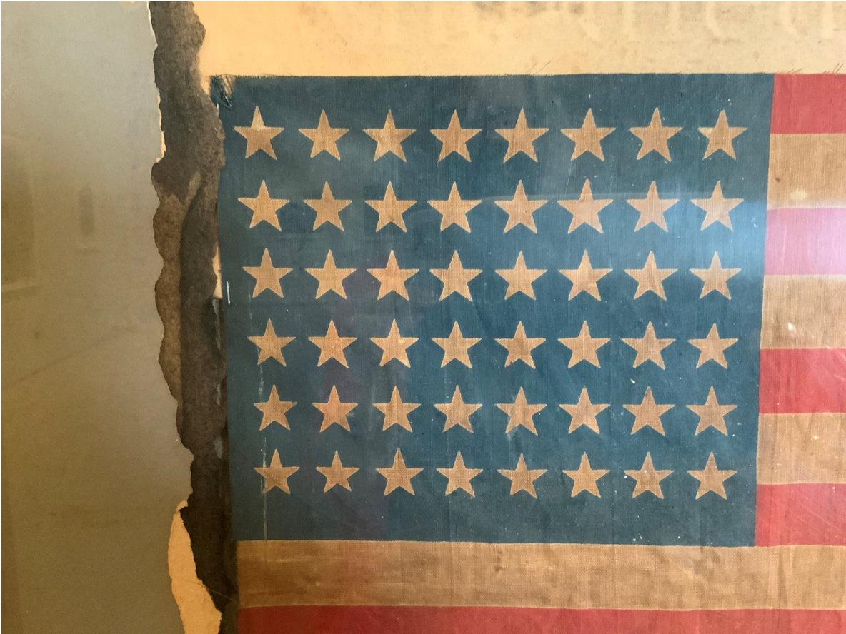 Tomb, detail of flag