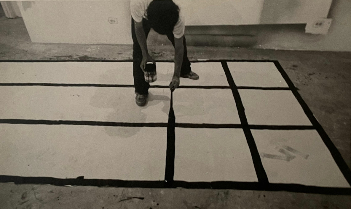 Eugenio Espinoza in his studio working on Impenetrable, 1971