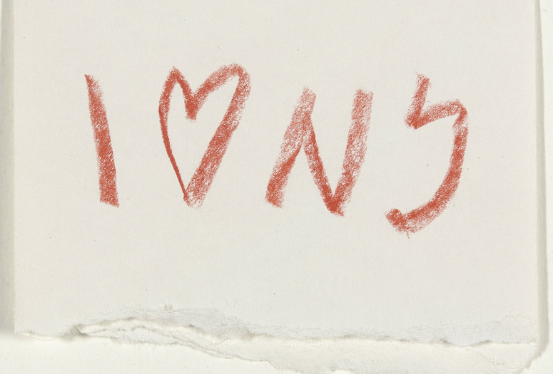Milton Glaser. I ♥ NY concept sketch. 1976. Ink and tape on paper envelope, 2 7/8 × 3 5/8" (7.3 × 9.2 cm). Gift of the designer