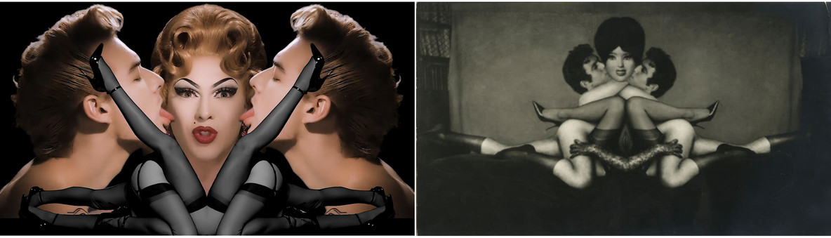 From left: “Whatever Violet Wants”; Pierre Molinier. Le Double. 1966