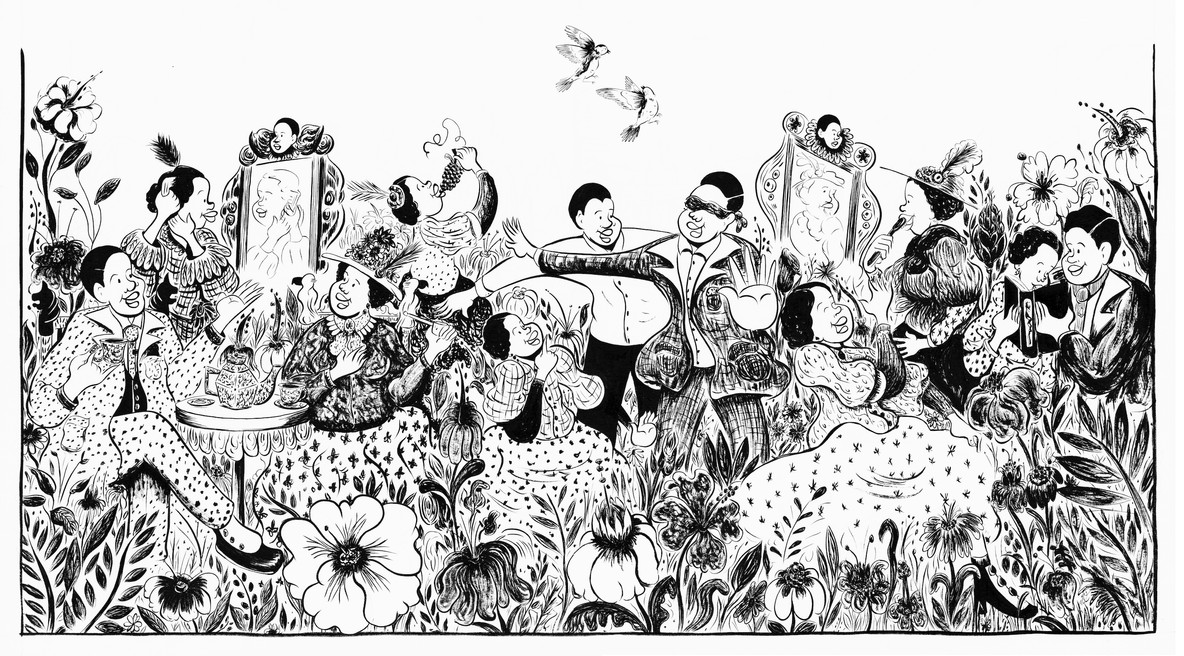 Ebony Flowers. Original illustration for Tourmaline’s Pleasure Gardening walking tour. 2021. Courtesy the artist