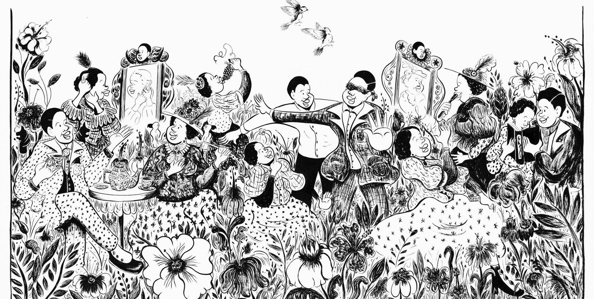 Ebony Flowers. Original illustration for Tourmaline’s Pleasure Gardening walking tour. 2021. Courtesy the artist