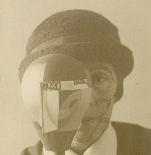 Sophie Taeuber-Arp. Self-Portrait with Dada Head, photograph by Nic Aluf. 1920. Gelatin silver print, 4 1/2 × 3 1/2&#34; (11.4 × 8.9 cm). San Francisco Museum of Modern Art, Fractional and Promised Gift of Carla Emil and Rich Silverstein