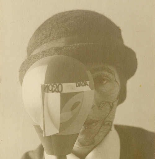 Sophie Taeuber-Arp. Self-Portrait with Dada Head, photograph by Nic Aluf. 1920. Gelatin silver print, 4 1/2 x 3 1/2" (11.4 x 8.9 cm). San Francisco Museum of Modern Art, Fractional and Promised Gift of Carla Emil and Rich Silverstein