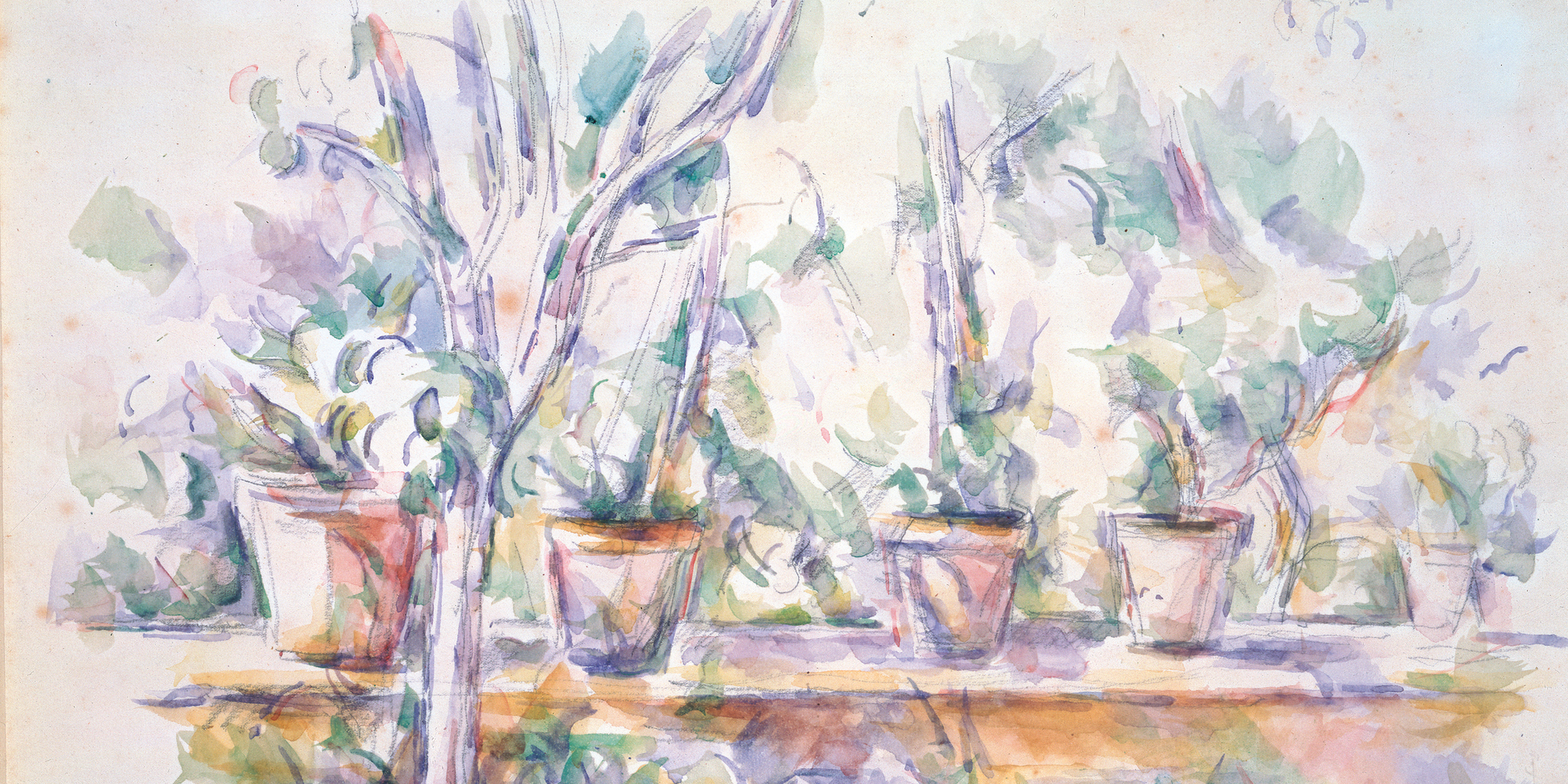 Paul Cézanne. Flowerpots (detail). 1902–06. Pencil and watercolor on paper, 12 3/16 × 18 1/2" (31 × 47 cm). Private collection