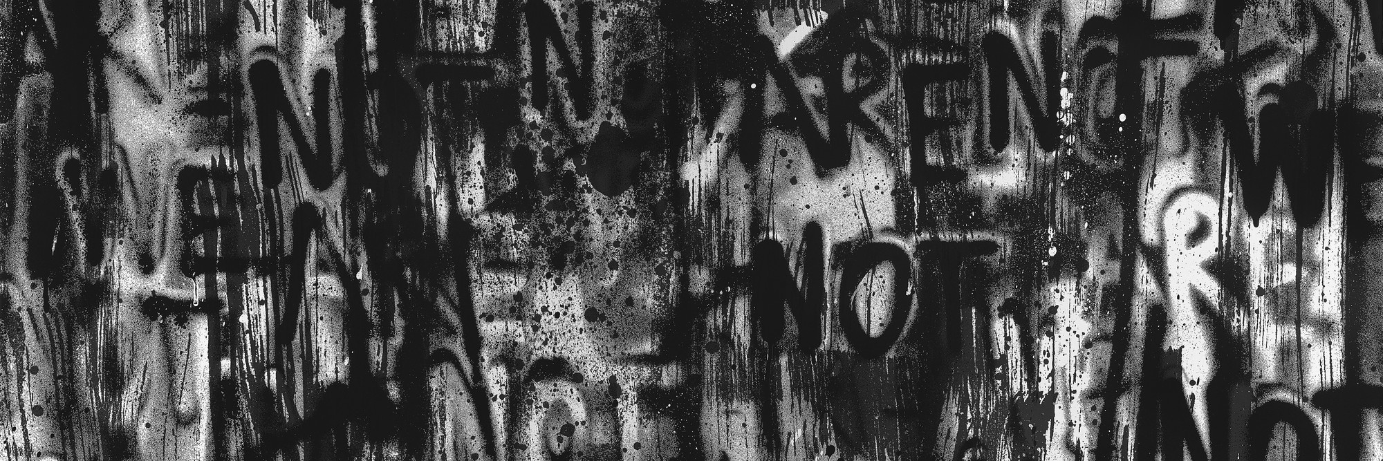 Adam Pendleton. Untitled (WE ARE NOT). 2021. Silkscreen ink on canvas, 120 × 144&#34; (304.8 × 365.76 cm). Image courtesy of the artist
