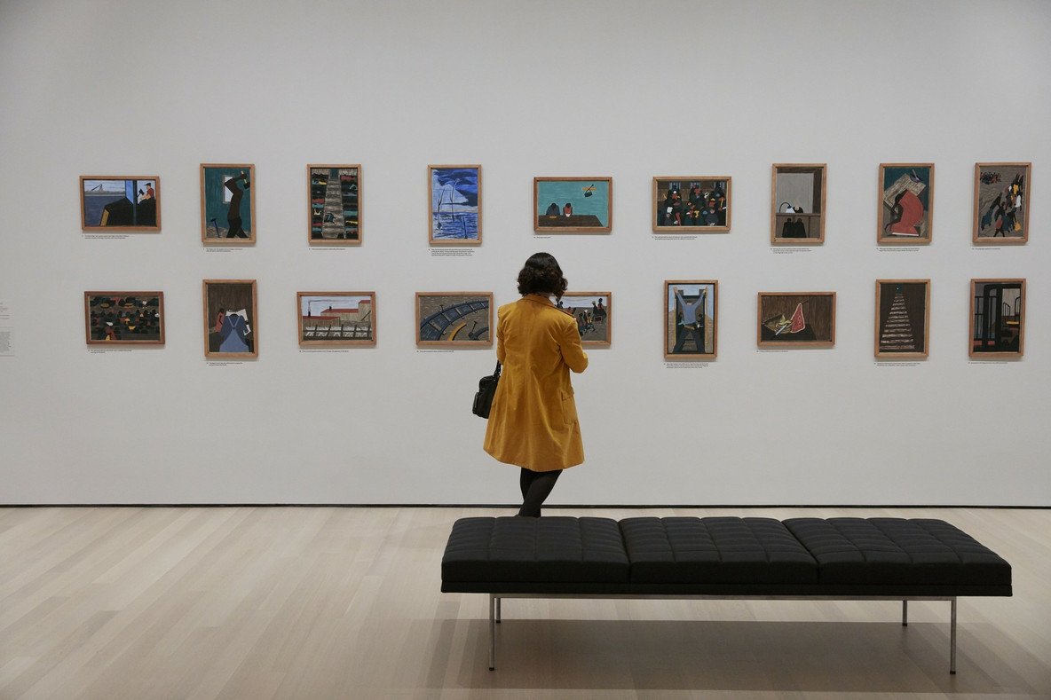 Jacob Lawrence’s Migration Series in the MoMA collection gallery In and Around Harlem