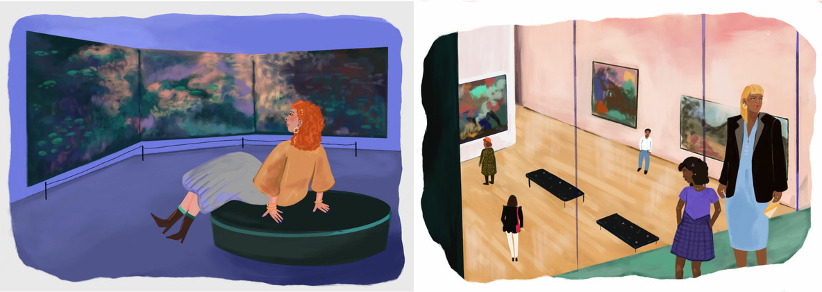 Two consecutive panels by Grace Robinson for Drawn to MoMA