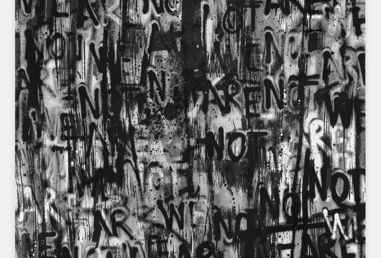 Adam Pendleton. Untitled (WE ARE NOT). 2021. Silkscreen ink on canvas. Courtesy of the artist