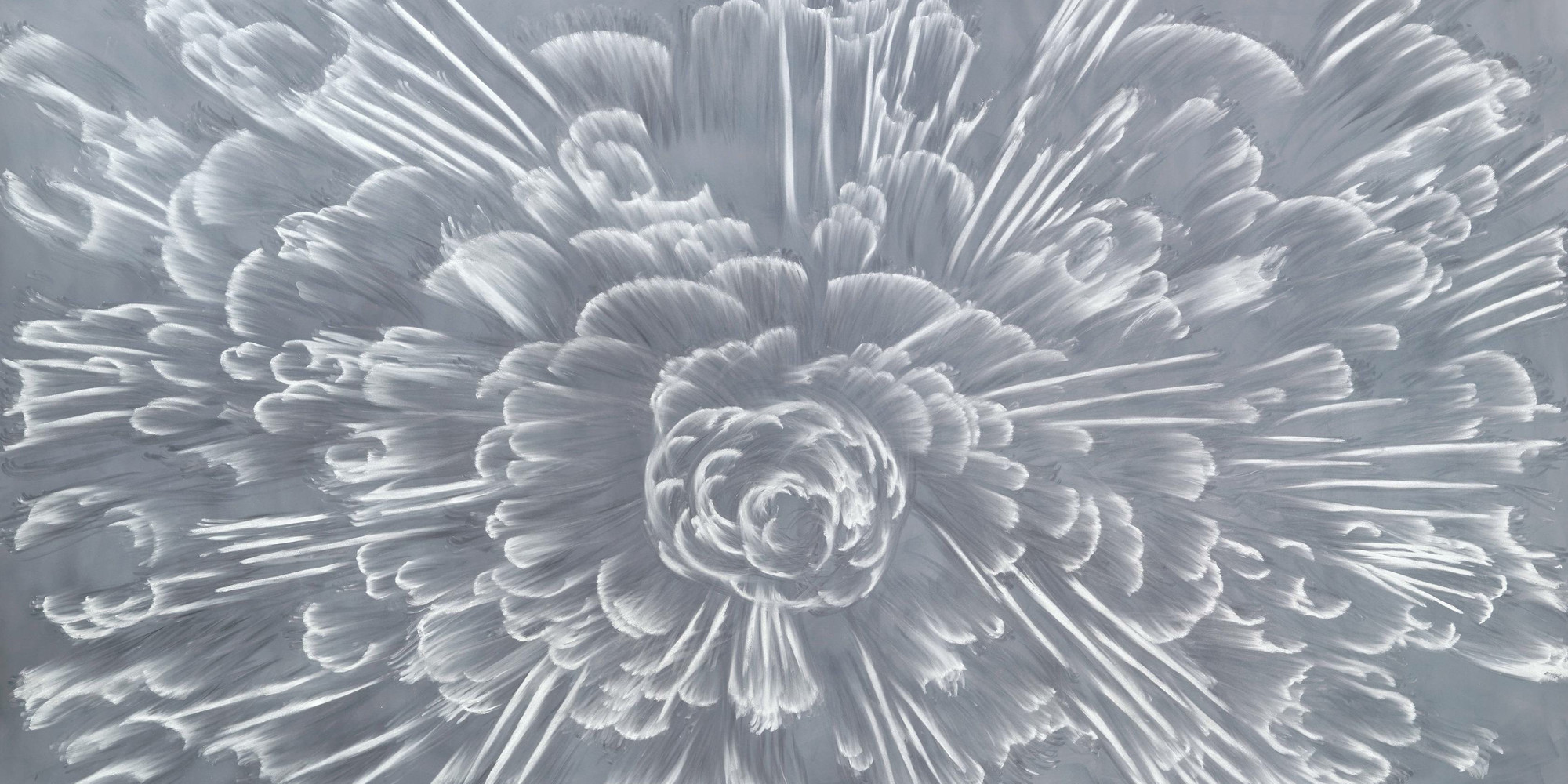 Gary Simmons. boom. 1996/2003. White pigment and pastel on blackboard-paint primed panel, 125 1/8 × 208 7/8" (317.8 × 530.5 cm). The Museum of Modern Art, New York. Gift of the Friends of Contemporary Drawing and of The Friends of Education of The Museum of Modern Art. © 2021 Gary Simmons