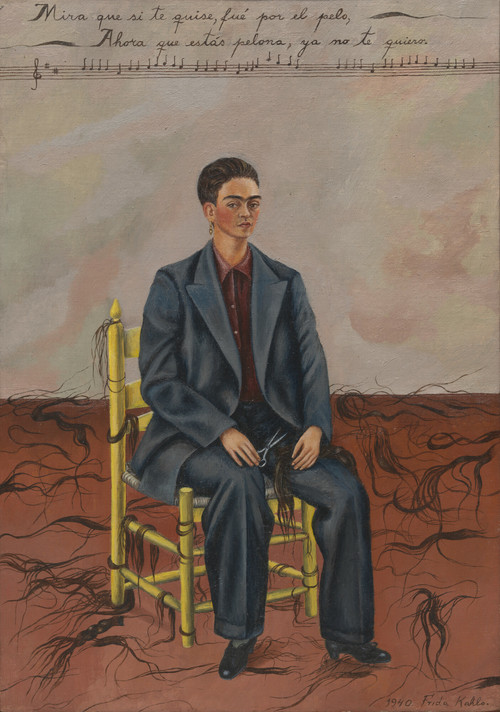Frida Kahlo.  Self-portrait with cut hair.  1940