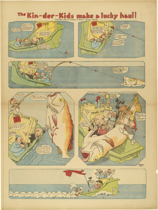 Lyonel Feininger.  The Kin-der-Kids are having a lucky trip!  from the Chicago Sunday Tribune.  June 10, 1906