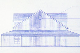 Blueprint for the Studio/Theatre, east elevation. Image courtesy the Jacob’s Pillow Archives