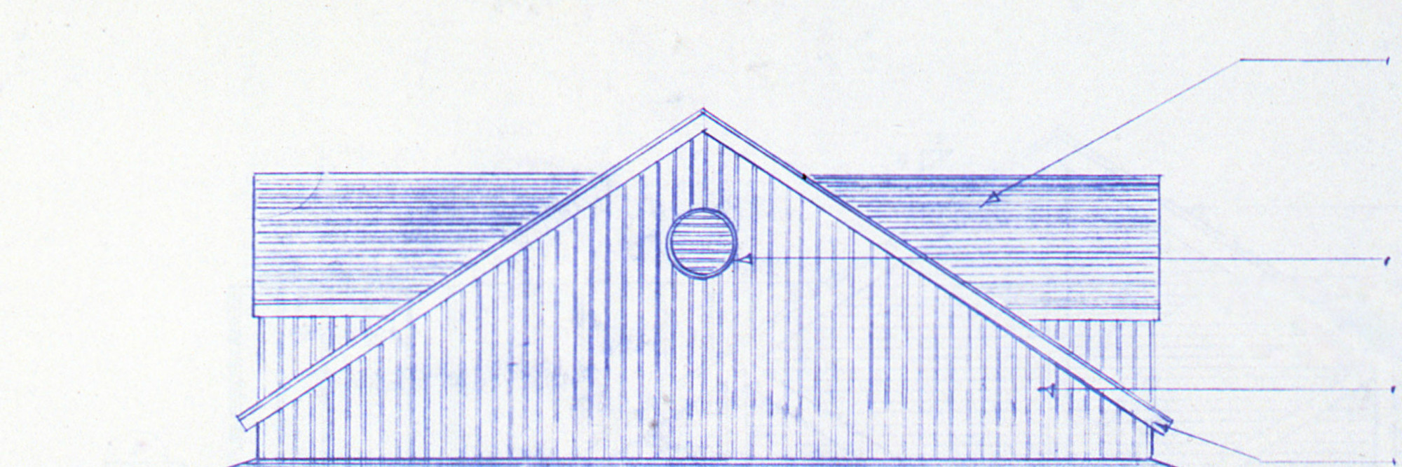 Blueprint for the Studio/Theatre, East Elevation. Image courtesy the Jacob&#39;s Pillow Archives