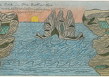 Joseph E. Yoakum. A Rock in the Baltic Sea near Stockholm Sweden E. Europe, n.d.. Carbon transfer, black ballpoint pen, and colored pencil on paper. The Museum of Modern Art, New York. Gift of the Raymond K. Yoshida Living Trust and Kohler Foundation, Inc., 2012