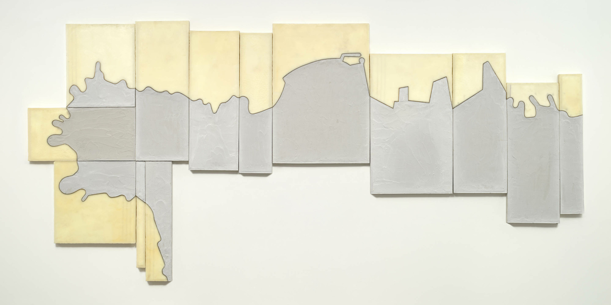 Marwan Rechmaoui. Beirut by the Sea. 2017–19. Concrete, beeswax, and brass on wood, 13 panels, 105 1/2 × 234 7/8 × 1 15/16" (267.9 × 596.6 × 5 cm). The Museum of Modern Art, New York. Fund for the Twenty-First Century. Courtesy of the artist and Sfeir-Semler Gallery, Beirut/Hamburg