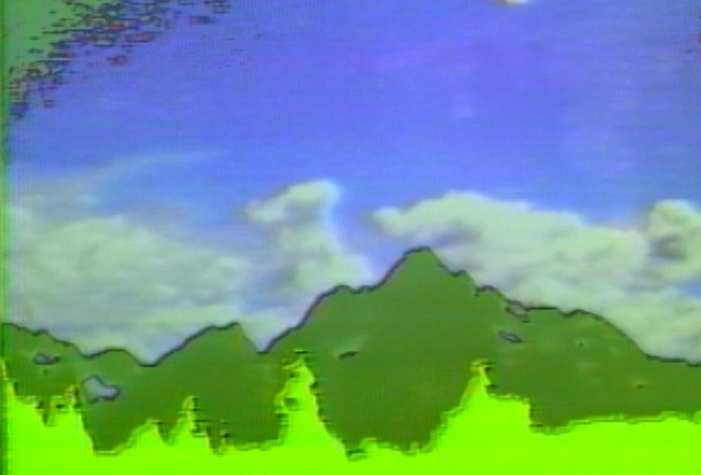 Shigeko Kubota. Still from Three Mountains. 1976–79. Four-channel standard-definition video (color, sound; approx. 30 min.), seven cathode-ray tube monitors, plywood, and mirrors, overall dimensions variable. Collection of the Shigeko Kubota Video Art Foundation. © 2021 Estate of Shigeko Kubota/Licensed by VAGA at Artists Rights Society (ARS), NY