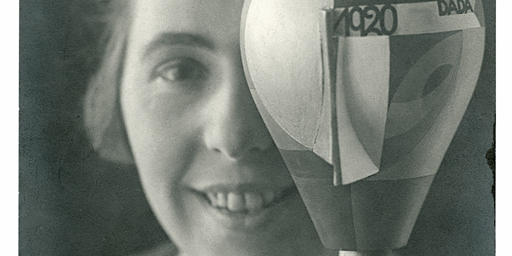 Nic. Aluf. Sophie Taeuber with her Dada Head. 1920. Gelatin silver print on board, 5 1/16 × 3 7/8&#34; (12.9 × 9.8 cm). Stiftung Arp e.V., Berlin