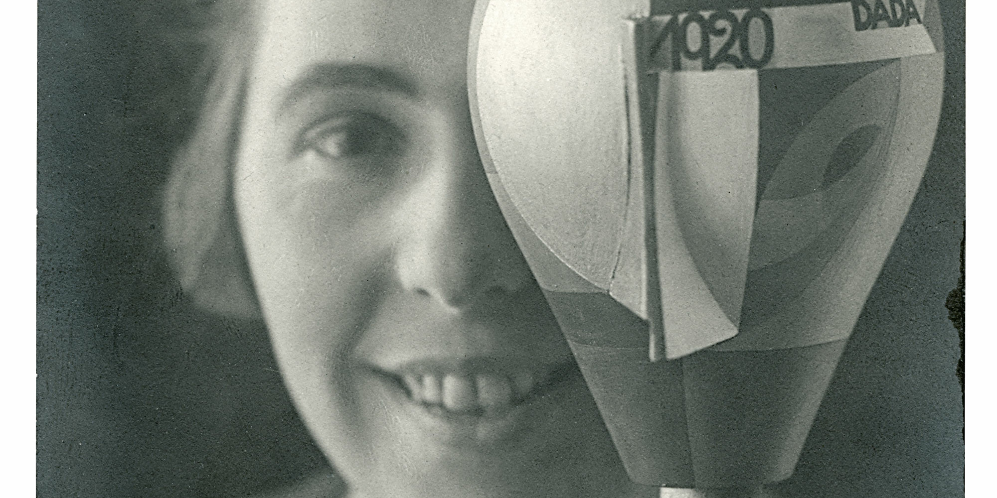 Nic. Aluf. Sophie Taeuber with her Dada Head. 1920. Gelatin silver print on board, 5 1/16 × 3 7/8" (12.9 × 9.8 cm). Stiftung Arp e.V., Berlin
