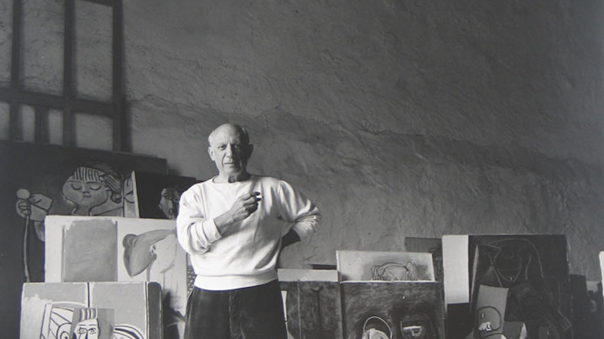Arnold Newman. Pablo Picasso. Gelatin silver print, 12 7/16 x 10 1/16&#34; (31.6 x 25.5 cm). Gift of Gary Davis. The Museum of Modern Art.