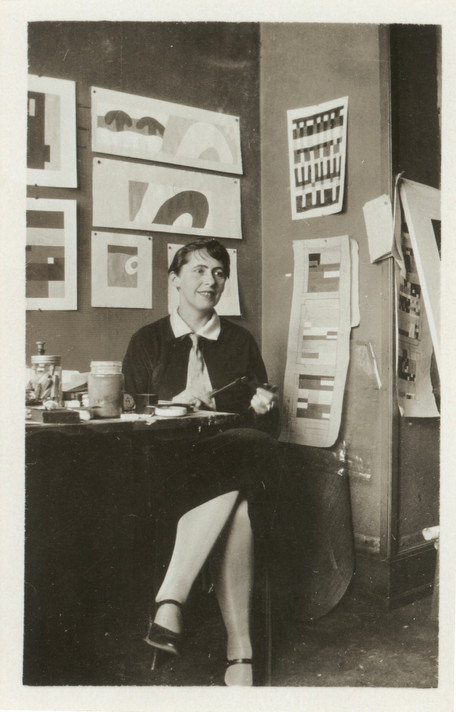 Photographer unknown. Sophie Taeuber-Arp in the planning office for the Aubette, Strasbourg, France, 1927