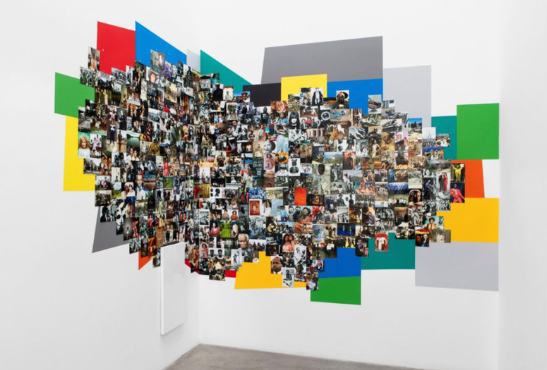 Deana Lawson. Assemblage. 2021. Installation of dye sublimation prints with specimen pins and paint. Acquired through the generosity of Ronnie Heyman, Peter Norton, Richard Rieger, Richard Roth, Jon Stryker, Steve Tananbaum, and Clark Winter in honor of David Dechman. © 2021 Deana Lawson