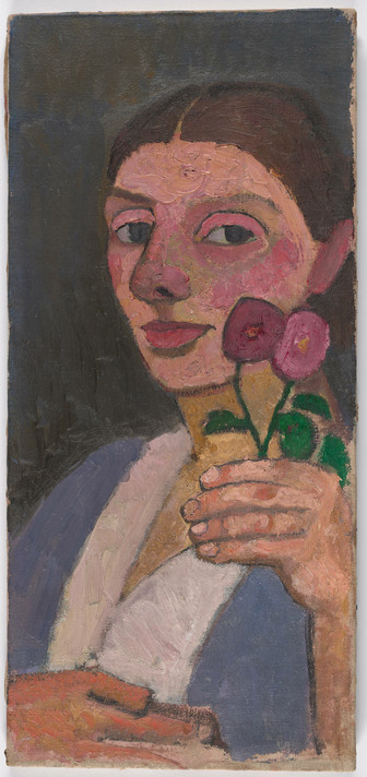 Paula Modersohn-Becker. Self-Portrait with Two Flowers in Her Raised Left Hand. 1907