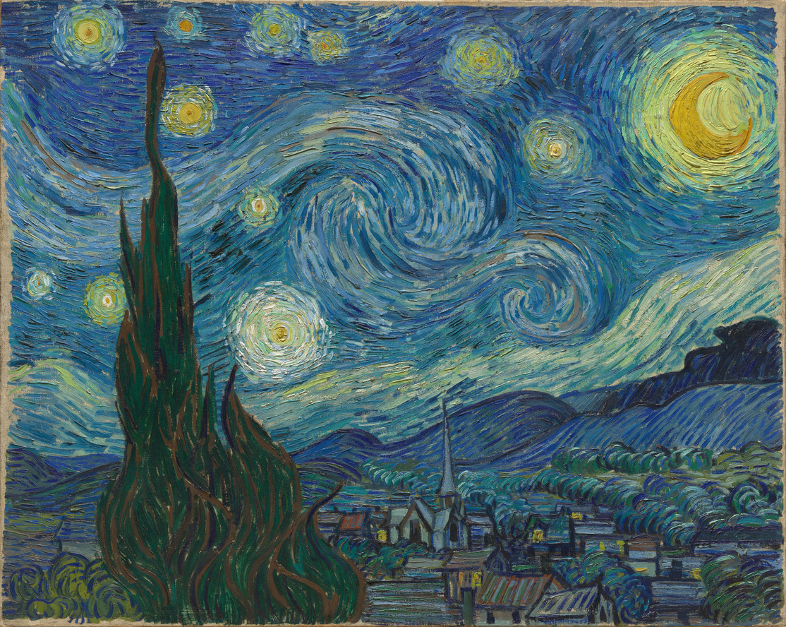 Vincentas van Gogas.  Žvaigždėta naktis.  1889 m