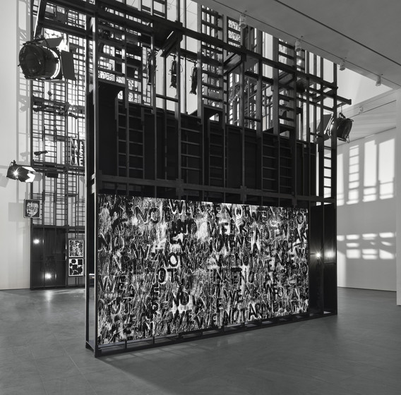 Installation view of Adam Pendleton: Who Is Queen?