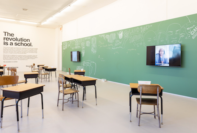 Installation view of Homeroom: The Revolution is a School, on view from January 22-April 23, 2022. Photo: Marissa Alper