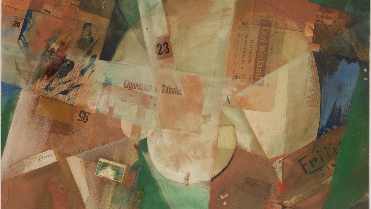 Kurt Schwitters. The Holy Saddlers&#39; Portfolio. 1922. Collage of papers on board folder, 15 1/8 x 21 15/16&#34; (38.4 x 55.8 cm), Collection Claude Berri